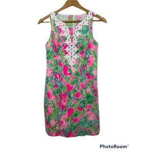 Lilly Pulitzer Women’s Gabby Shift Dress V Neck Raz Berry Size 00